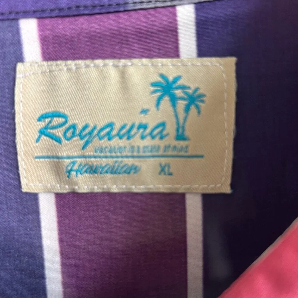 Royaura Men's Shirt Colorful Wide Stripe Easy Care Long Sleeve Size XL